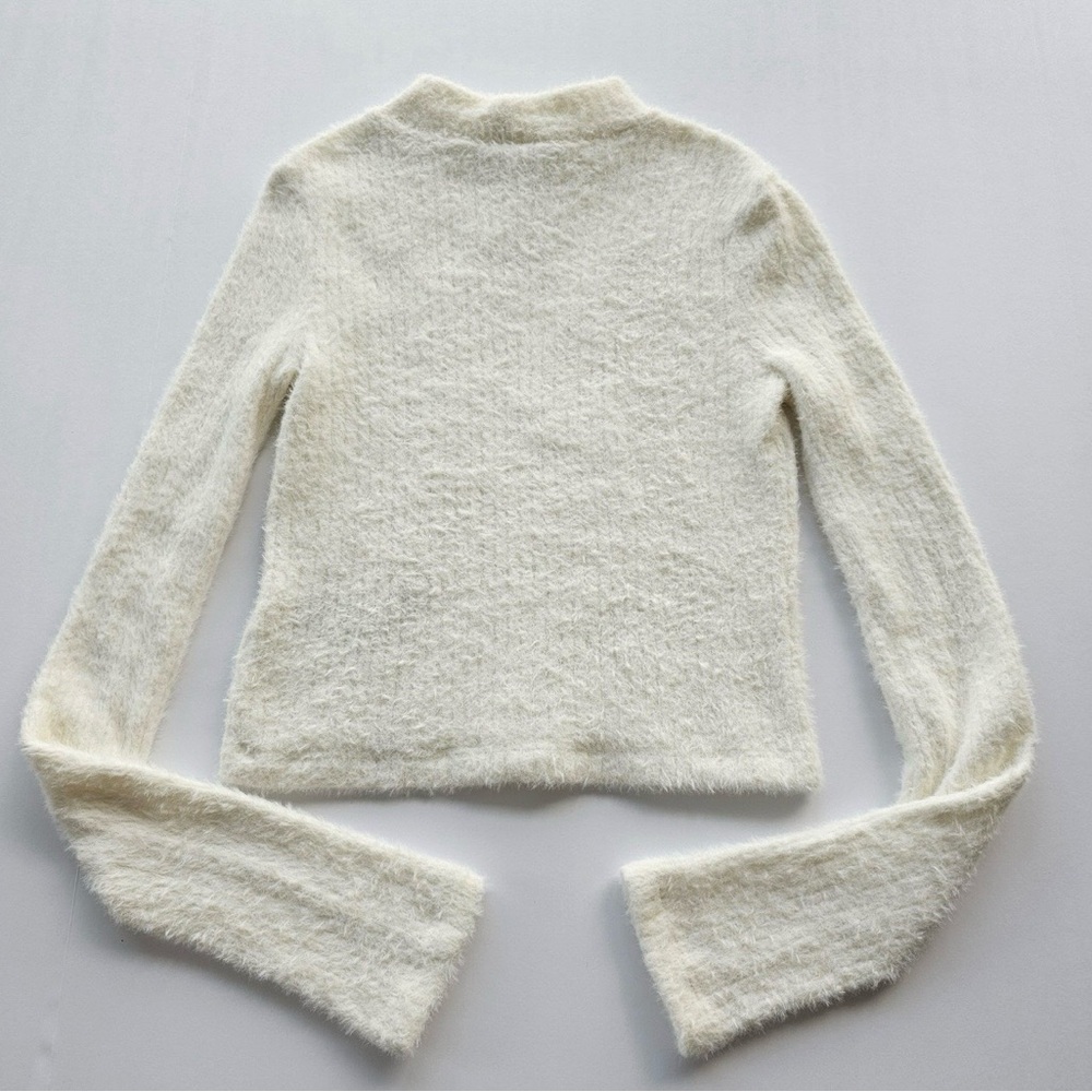 Anthropologie Soft Fuzzy Cream Long Sleeve Sweater